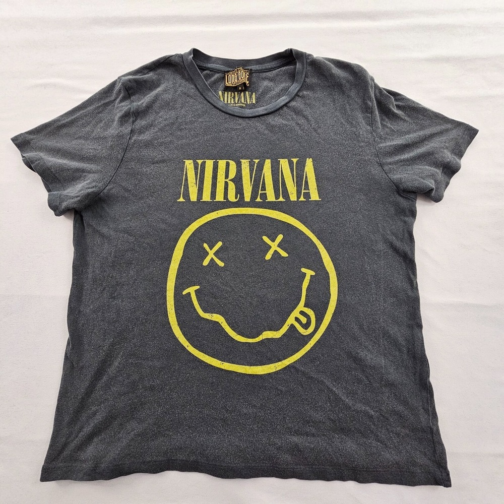 Nirvana Long Gone Quality Garments Gray Short Sleeve Cotton T-Shirt Women's S